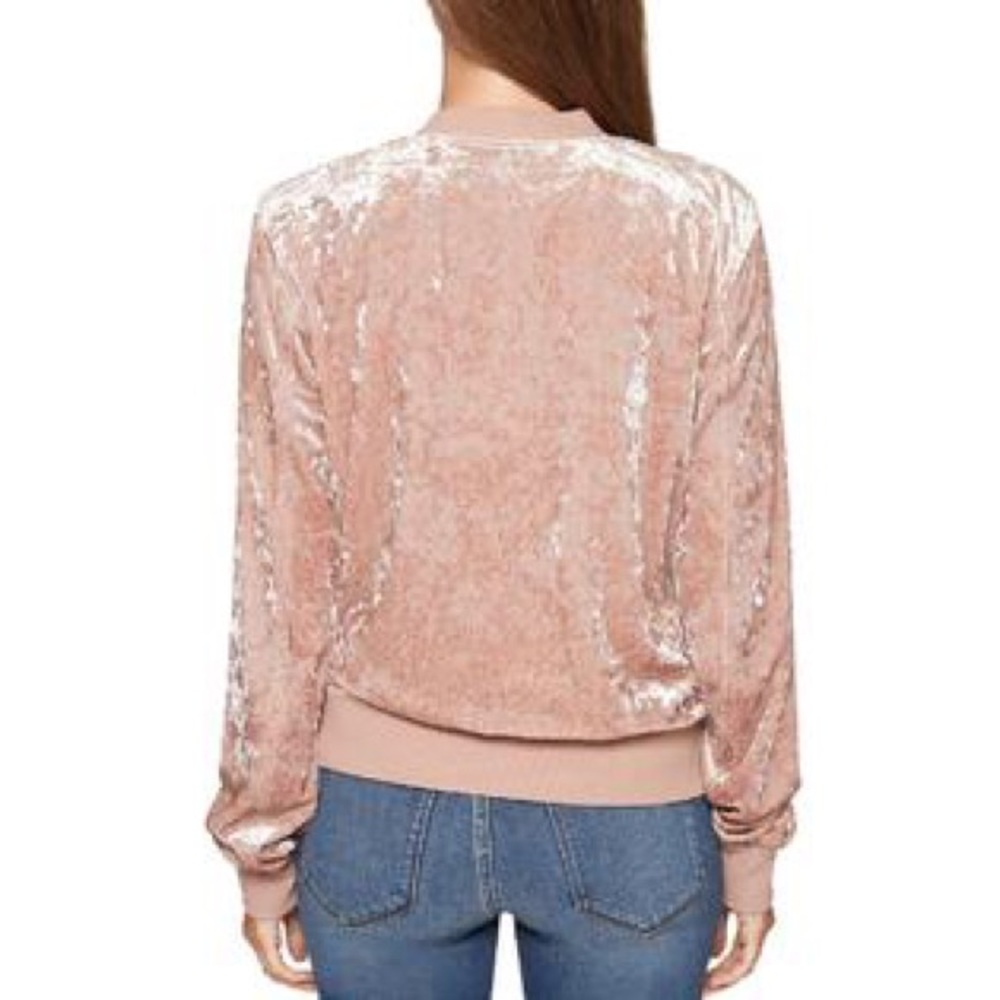 NWOT Sanctuary Pink Velvet Bomber Jacket (XS) - Picture 2 of 6